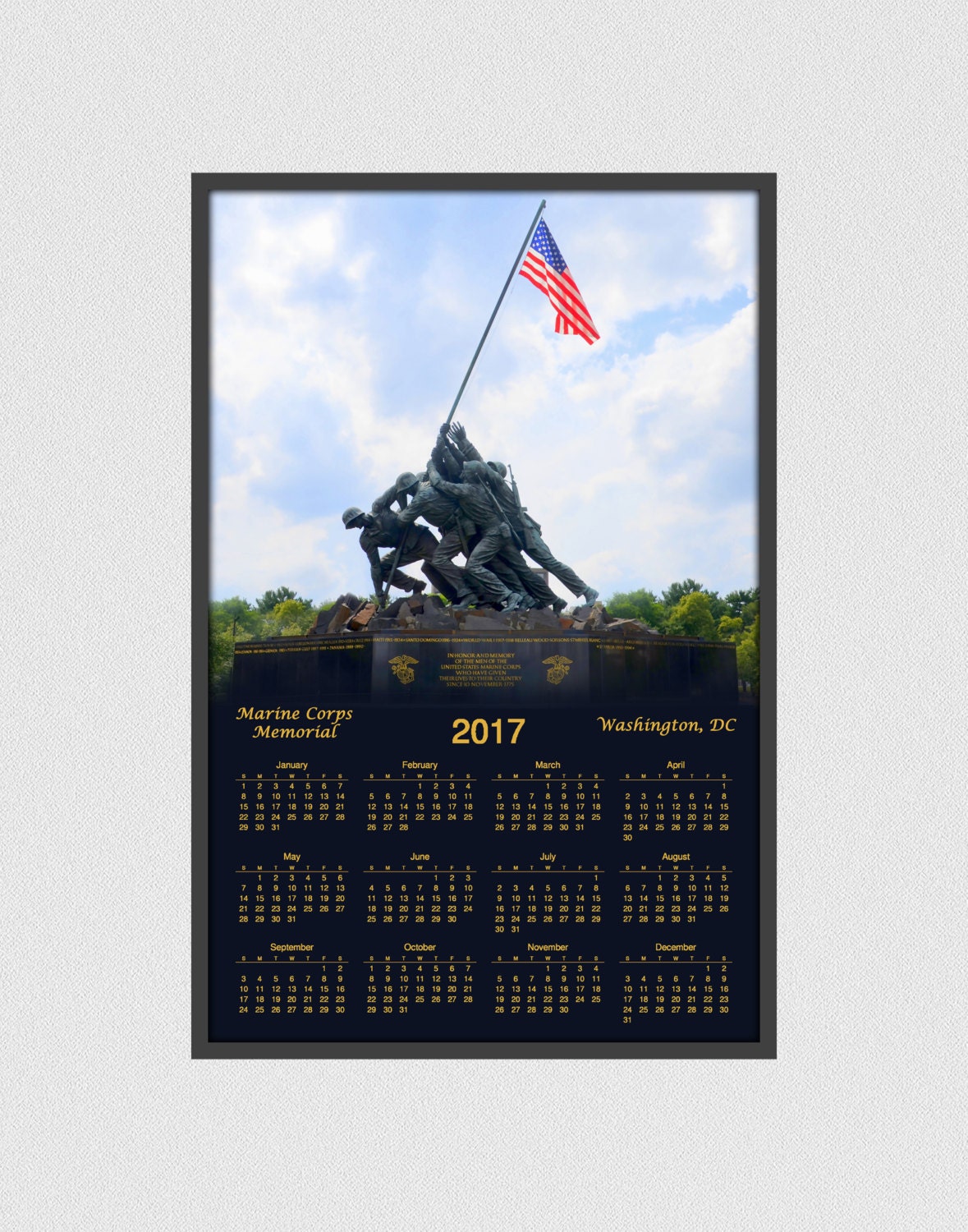 2017 Marine Corps War Memorial Calendar 12 Month Calendar