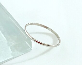 14k white gold half round ring, 14k white gold ring, 14k white gold band, 14k white gold thumb ring,14k white gold midi ring,14k skinny ring