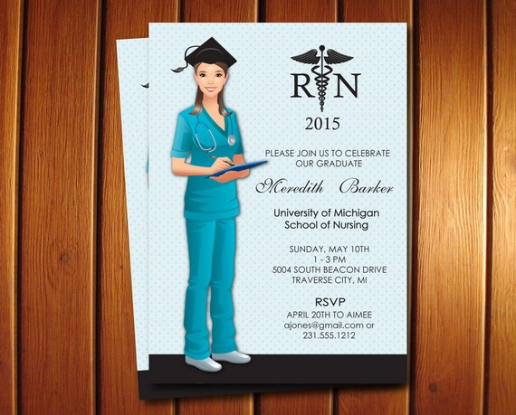 Nurse Graduation Invitation, Nursing School Grad Announcement, RN Nurse Invitation Il_570xn