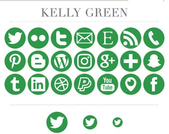 Social Media Icons - Kelly Green - Instant Download - Facebook Periscope Twitter Snapchat Etsy Pinterest Instagram
