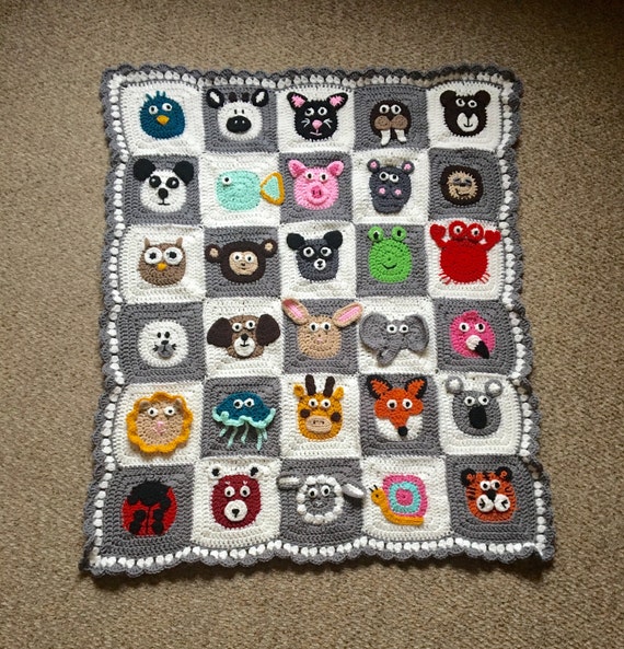 Crochet zookeeper baby blanket