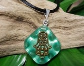 Aventurine Orgone Pendant - Hamsa/Hand of Fatima - Handmade Healing Jewelry - Spiritual Gift, Chi, Prana, Energy Balancing - Small