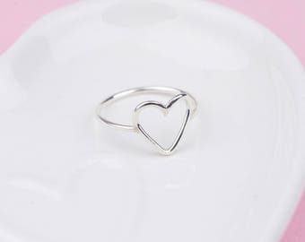 Heart Ring Sterling Silver / 925 Open Heart / Love Ring