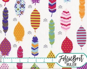 BOHO CHIC FEATHER Fabric by the Yard Fat Quarter Rainbow Bohemian Tribal Fabric 100% Cotton Quilting Fabric Apparel Fabric Yardage a2-28