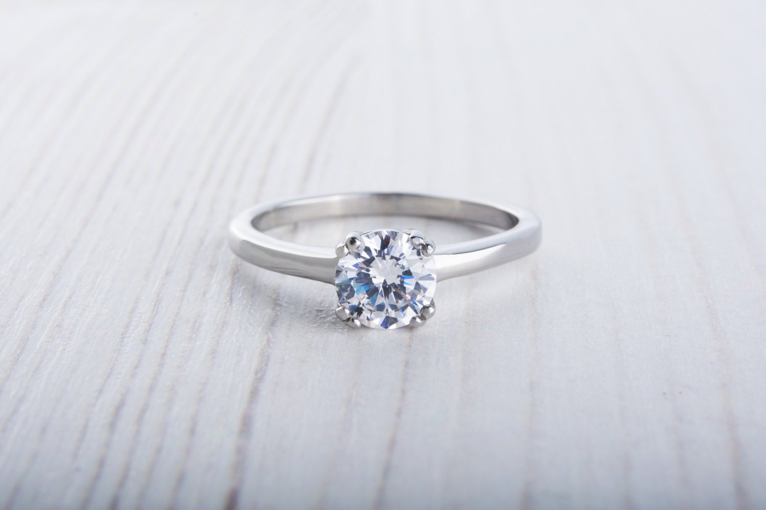 1ct Lab Diamond solitaire ring in Titanium or White Gold