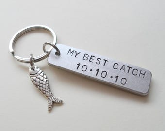 Anniversary Keychain, Fish Keychain, Couples Keychain Gift, Customized Keychain, Personalized, Husband Wife, Boyfriend Girlfriend Gift, GPS