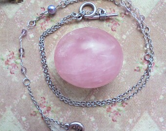 Angel Aura Quartz and Amethyst Rosary Necklace