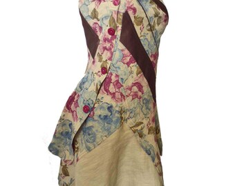 Stylish and original floral and satin dress "Elegance" T38 /40 (M/L)