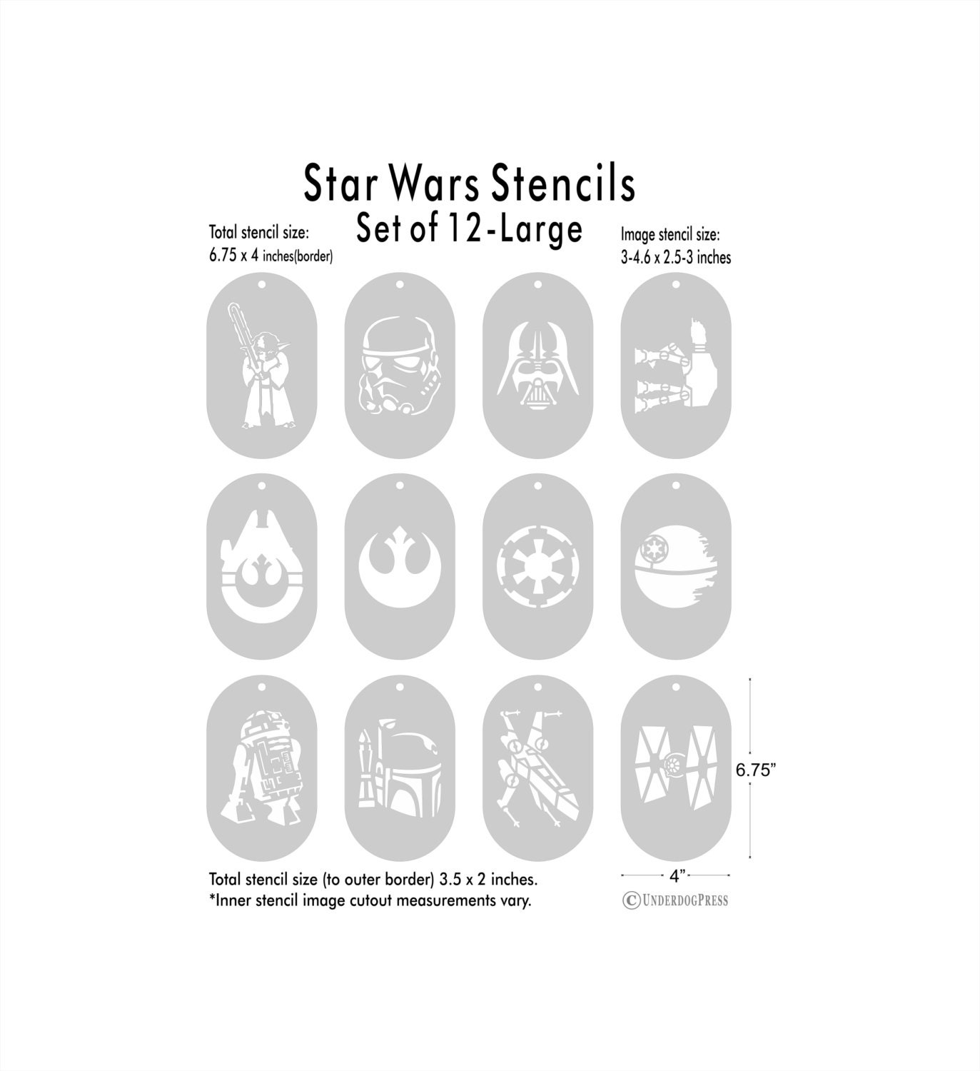 stencils star wars set of 12 large stencils