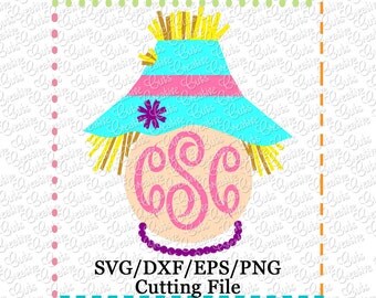 EXCLUSIVE SVG EPS dxf Scarecrow Monogram Cutting File, scarecrow cut file, scarecrow svg, fall svg autumn svg, scarecrow monogram cut file
