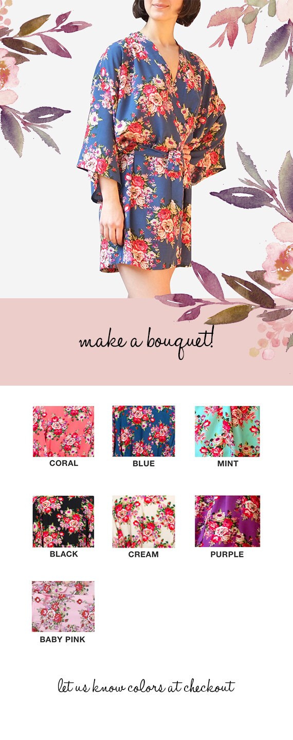 Set of 5 Floral Cotton Bridesmaid Robes Bride by DesignWithinYou