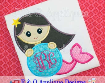 Mermaid Monogram Applique Design - Mermaid Applique Design - Mermaid Embroidery Design - Monogram Applique - Under The Sea - Digital Design