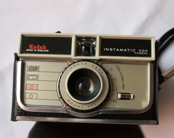 Vintage Kodak camera in original case, vintage Kodak Instamatic 200, with original camera case