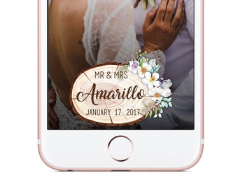 Custom Snapchat Geofilter, WEDDING Snapchat Filter, Wood Slice Bouquet Geofilter