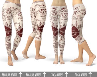 Marauder's Map Harry Potter - Capri or Full Length, Sports | Yoga | Fleece Leggings in XS-3XL 000938