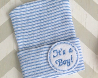 Baby boy Hat Baby Boy Hospital Hat Baby Boy Hat Beanie It's a Boy Hat Blue Baby Boy Cap Blue Striped Baby Boy Hat Newborn Boy Hat Beanie