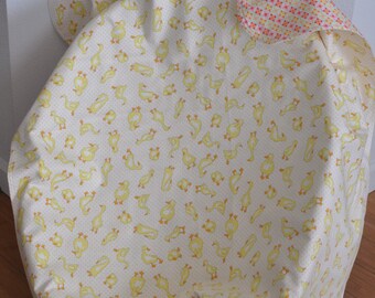 Cute Receiving Blanket, Yellow Geese, Easter Baby gift, Flannel Crib Blanket, Gender Friendly Reversible Throw, Snuggle Blanket.