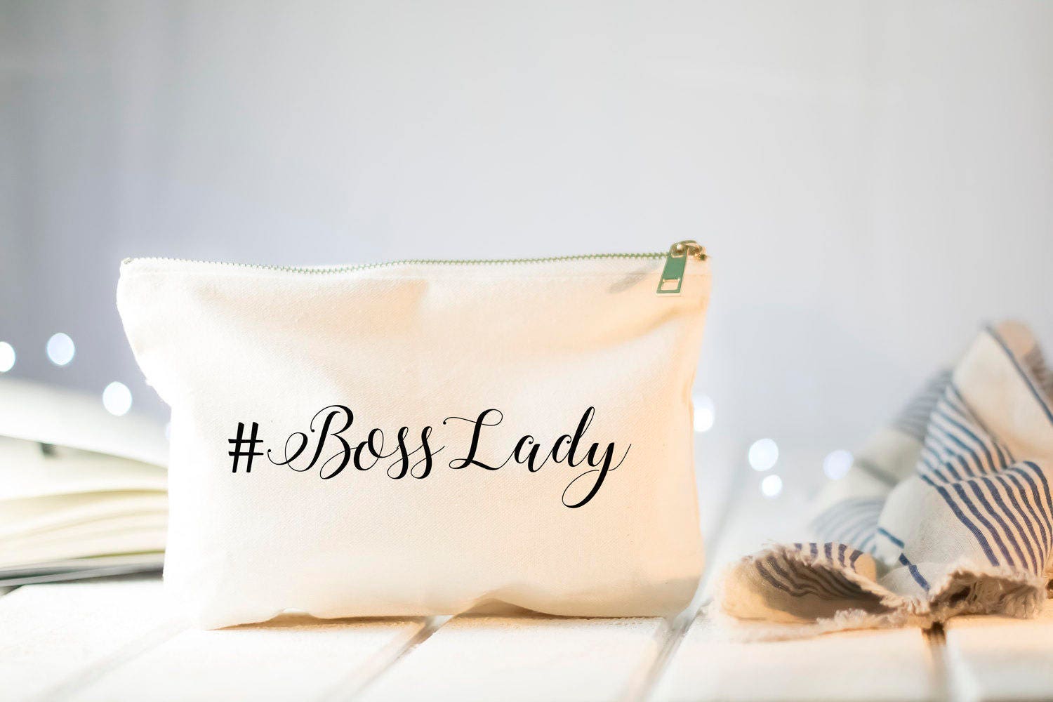 Hashtag Makeup Bag - boss lady, gift for her, makeup case, entrepreneur, best friend gift, cosmetic bag, pencil case, gift for boss