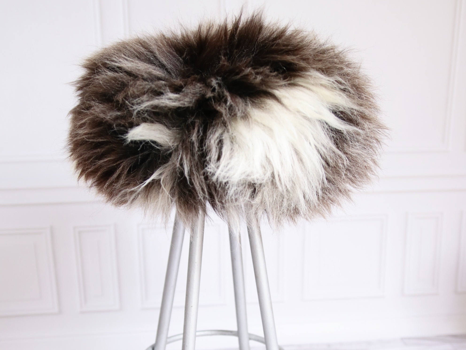 Sheepskin Stool Cover Round Stool Cover Furry Stool Scandinavian