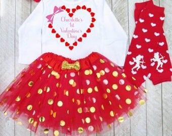 Baby girls 1st valentines day outfit Baby girls first valentines day outfit My first valentines day outfit Valentines day outfit girl