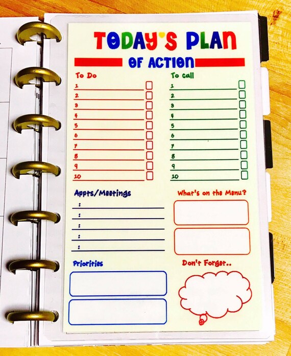 DASHBOARD Today's Plan of Action for use with MINI Happy