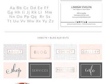Rose Gold Photography Logo Kit Branding, Custom Logo design, Watercolor Premade branding package, Stamp watermark Calligraphy, 043