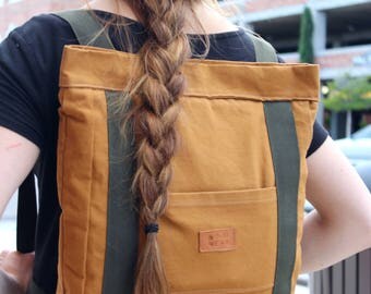 Canvas Backpack/Laptop Bag, Handmade backpack - Nutmeg