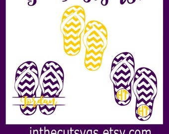 Monogram flip flops svg, LSU inspired svg, Geaux tigers svg, tshirt svgs, mockup svgs, dxf file, silhouette file, cricut file