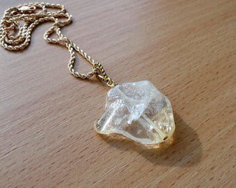 Citrine necklace pendant jewelry natural raw gold yellow citrine necklace crystal citrine yellow gemstone jewelry November birthstone gift