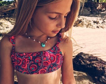 Moana Ocean Princess necklace for girls with blue green abalone paua shell - handmade in Hawaii