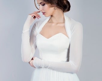 Bridal bolero, simple bridal cover up, long sleeve bolero