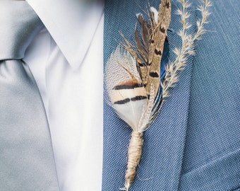 Feather Boutonnieres - Custom Handcrafted