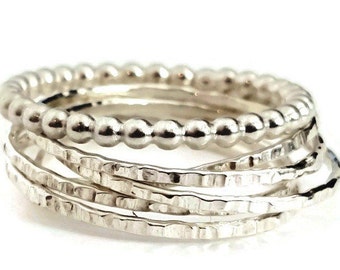Silver Russian Ring, Interlocking Ring, Beaded Ring, Wedding Rings, Stackable Unisex Rings, Silver Jewelry, Handmade Rings,