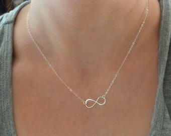 Cleavage Necklace Layered Long Infinity Necklace Silver Bar