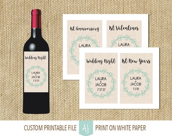 Customizable Wedding Milestone Wine Labels- Set of 8 Bottle Labels- Printable Tags for Unique Wedding Gift