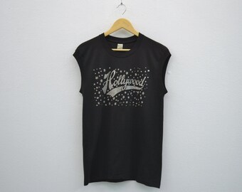 Hollywood Shirt Vintage Hollywood Tank 90s Hollywood Hollywood Sparkling Sleeveless T Made in USA by Screen Stars Mens Size S/M