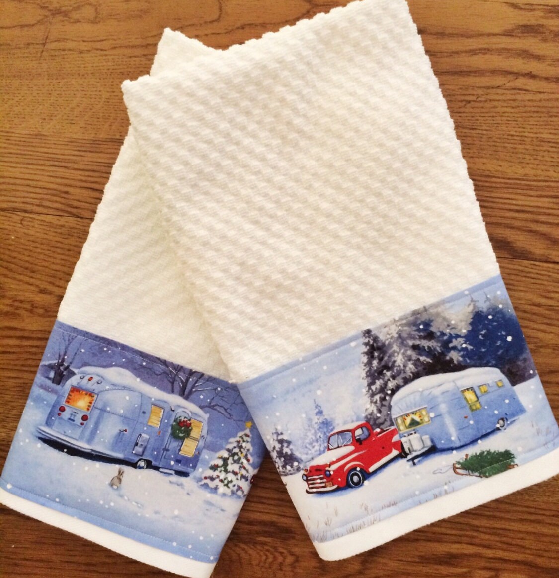 Camping Towel Gift Set Christmas Campers for Kitchen or Bath