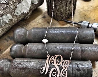 Monogram Necklace Personalized Jewelry Bridesmaid Gift Wedding Gift Opal Necklace Personalized Necklace Rose Gold Custom Name Necklace