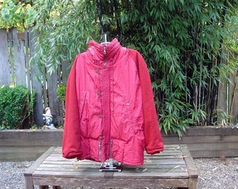 Vintage Men's Italian Red Ski Jacket Designer Massimo Osti Boneville Collection CP Company Italian 46 US Small-Medium 1980's