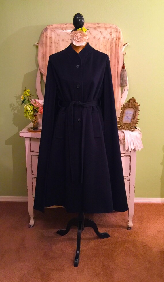 Heavy Wool Cape Coat Dress Coat Long Minimalist Cloak MXL