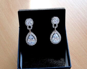 Wedding jewelry wedding bridal accessories crystal clear crystal earrings wedding accessory glass teardrop earrings prom drop earrings gifts
