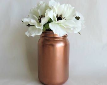 Painted Mason Jars, Mason Jars Bulk, Copper Painted Jars, Painted Jars, Metallic Painted Jars, Wedding Decor, Baby Shower, Bridal Shower