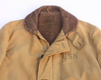 1940s WWII USN Navy Deck Jacket Alpaca Lined N1 Large