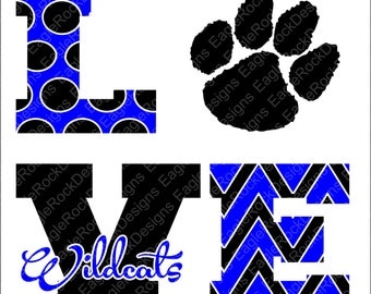 Love Wildcats| SVG| DXF| EPS| Png| Cut File| Wildcats| Paw| Cheer| Football| Basketball| Vector File| Instant Download