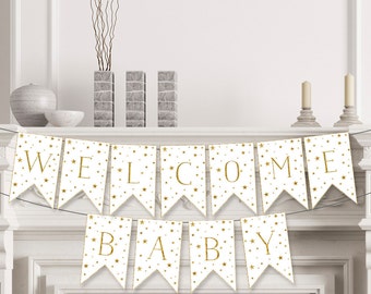 Welcome Baby Banner , Baby Shower Banner , Twinkle Twinkle Little Star Baby Shower Decorations , Welcome Banner , DIY , Printable - STG03