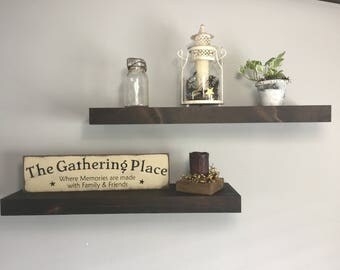 FREE SHIPPING. Floating Wood Wall Shelf, Shelves, Shelf, Floating Shelf