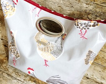 birds bag, knitting bag, market bag, oilcloth tote, wet bag, vegan tote, everyday bag, lunch bag, ladies bag, medium bag, women bag