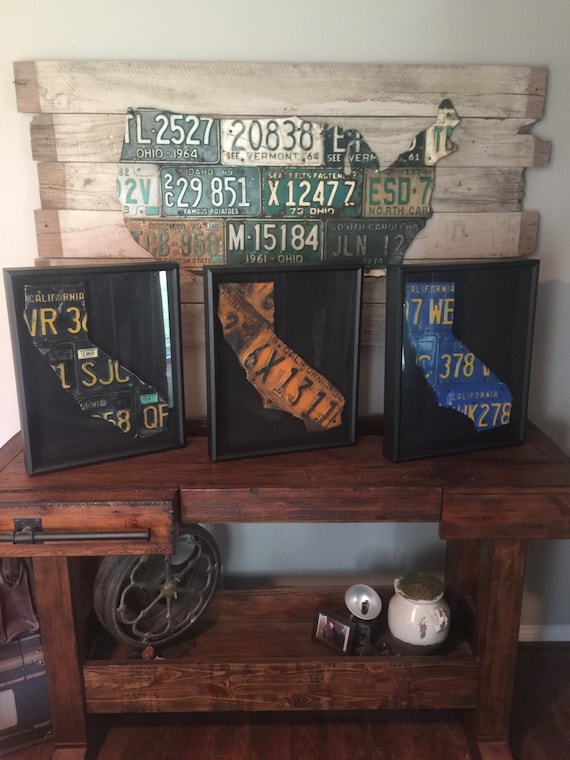California License Plate Shadowbox Wall Art