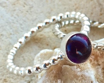 Amethyst Ring, Genuine Amethyst, Amethyst Stacking Ring, February Birthstone, Silver Amethyst