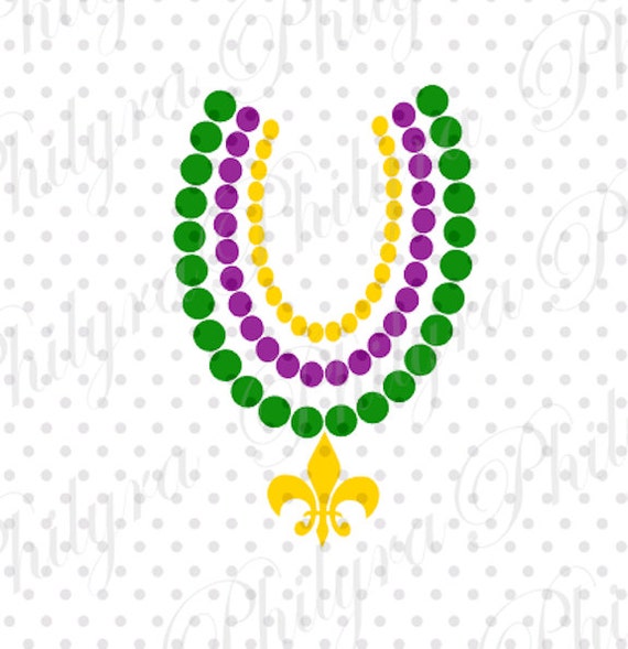 Mardi Gras Beads Necklace Fleur de Lis Mardi Gras Svg Girl